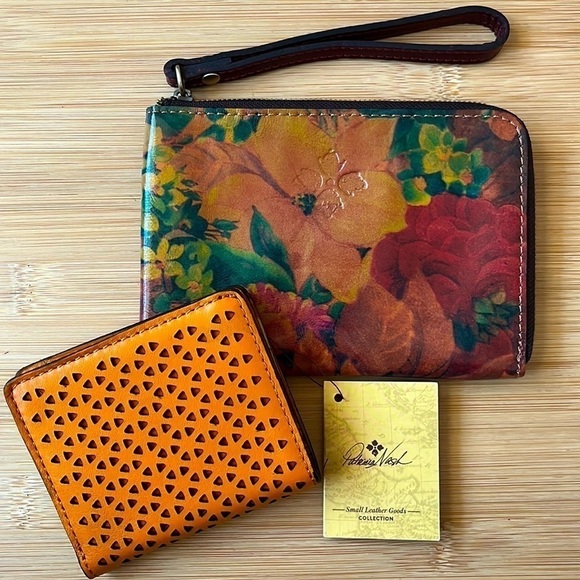 Brand New Patricia Nash Genuine Leather Luzzi Wallet & Floral Zip Wristlet Set - Picture 1 of 16